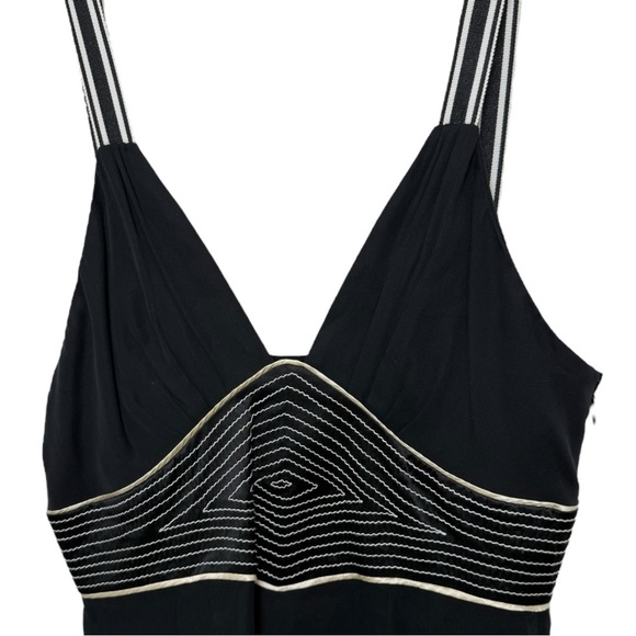 Vintage Y2K Silk Mini Dress Size 6 Black White Striped Catherine Malandrino - Picture 4 of 8